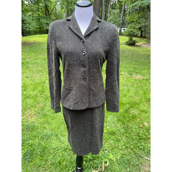 Vintage Women's Donna Rae NY Wool Blend Made in USA 2 Pc Skirt Blazer Suit Sz 10 - Picture 1 of 14